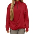 thumbnail image 5 of Gyujnb Quarter Zip Fleece Pullover with Kangaroo Pocket, Hoodless Soft Lounge Sweater for Pet Carrying Sling, Comfortable Casual Womens Top,Size:3XL, 5 of 9