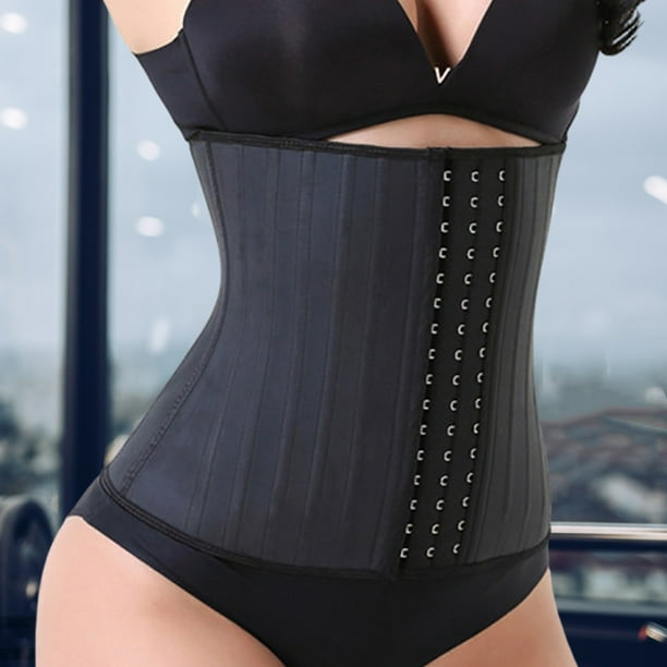 Corsé Entrenador De Cintura Cinturón adelgazante de 25 huesos de acero para hombre y mujer (negro S)