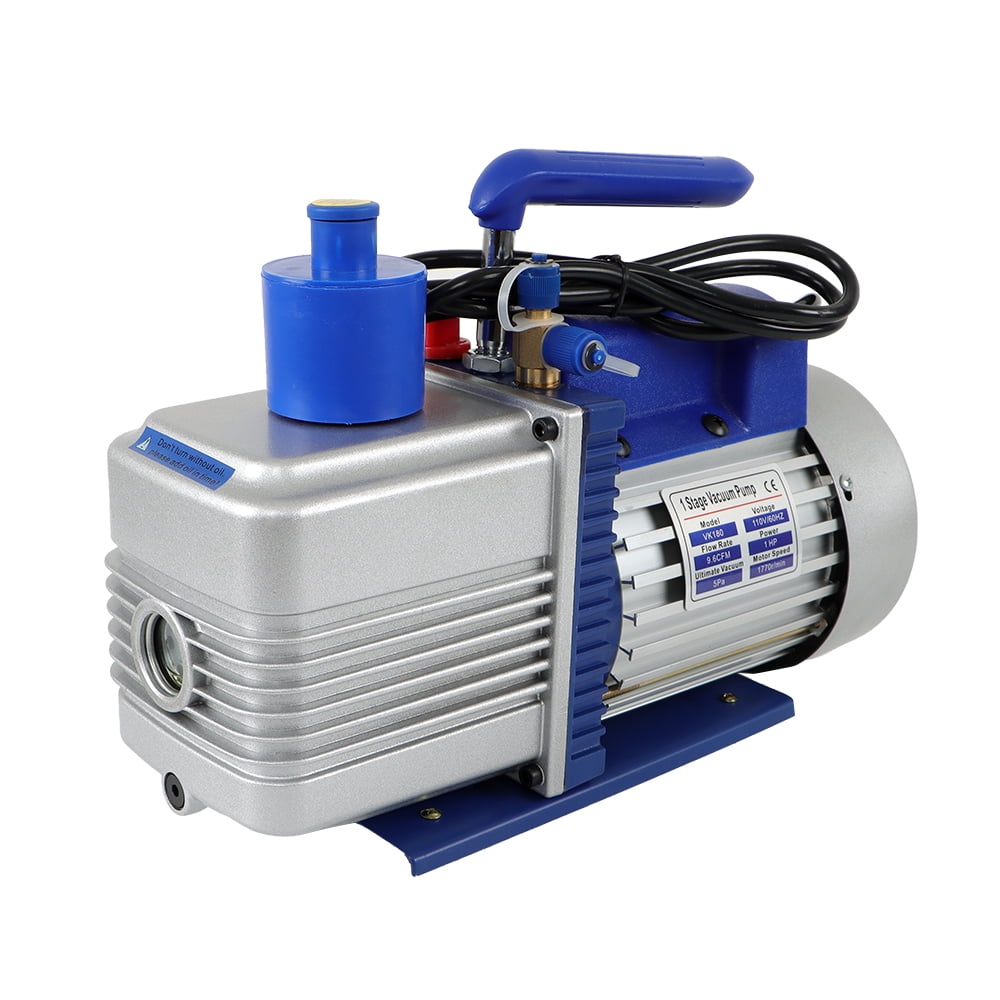 Handdo 110V Single-Stage Rotary Vane HVAC 9.6 CFM 1 HP Air Vacuum Pump with Oil Bottle