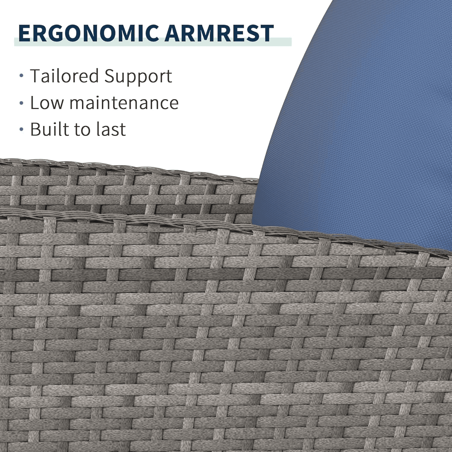 Amopatio Wicker Patio Furniture Set, 4 Piece Outdoor Sectional Conversation Sets, Gray PE Rattan Patio Sofa Set for Balcony, Porch, Backyard,Blue