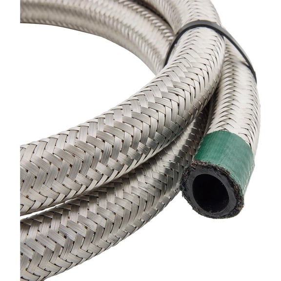 Stainless Steel Braided Hose Line, -12 AN, 10 Ft.