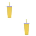 thumbnail image 1 of Injueey Vaso de paja de plástico de doble capa de Color caramelo, botella de agua de leche de café de estilo Simple, vasos esmerilados Type2 NO2, 1 of 6