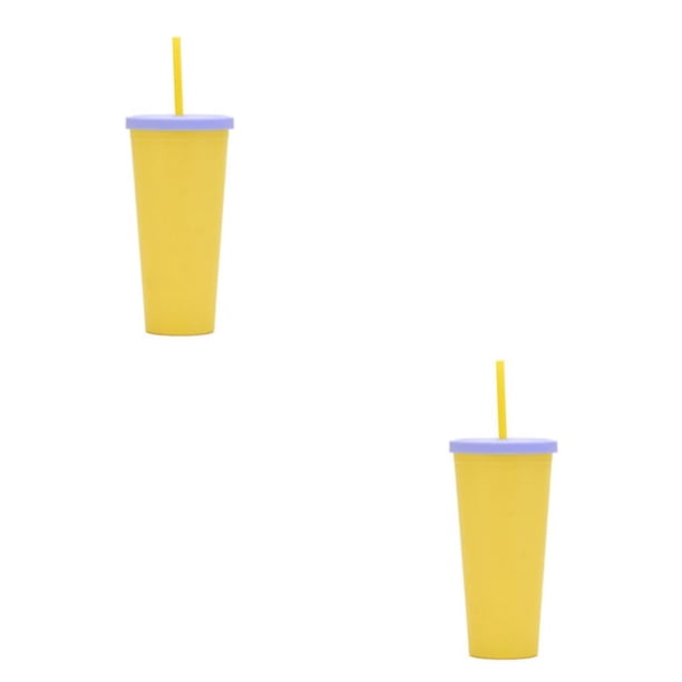 Inteprter Vaso de paja de plástico, botella de agua de té y café de estilo Simple, vaso de verano de oficina de gran capacidad esmerilado Type2 NO2