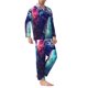 thumbnail image 2 of Fotbe Starry Multicolored Wolf Pijama de Hombre con Estampado de Manga Larga, Conjunto de 2 Piezas, Ropa de Dormir Suave y Cómoda con Bolsillos-Large, 2 of 7