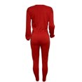 thumbnail image 3 of LYXSSBYX 2 Piece Outfit for Women Women's Fashion V-Neck Long Sleeve Short Casual Pants Set, 3 of 6