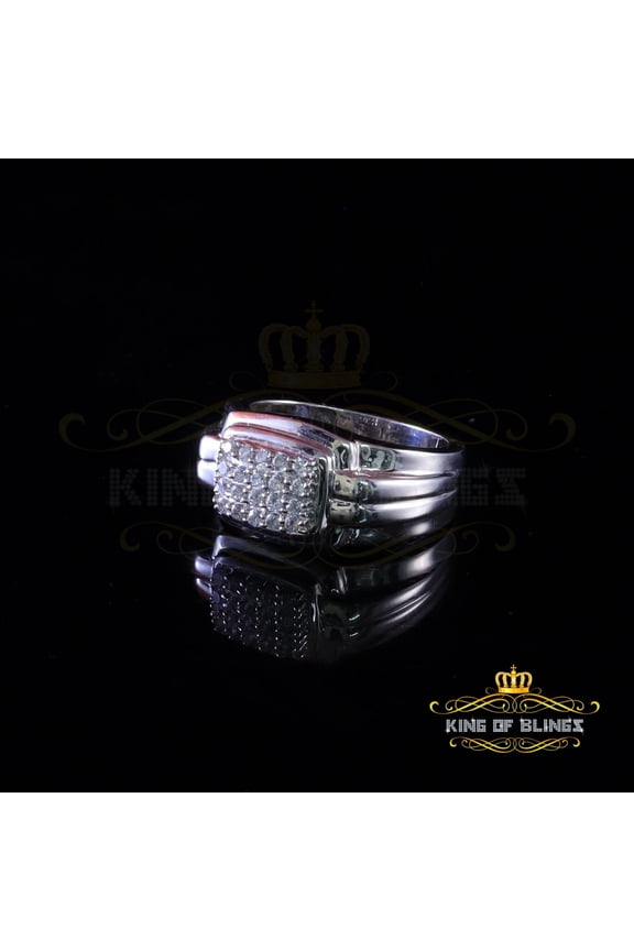 King of Bling's 925 Sterling Silver 1.00ct White Square Cubic Zirconia Men's Ring Big Size 9.5