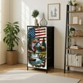 thumbnail image 7 of Rustic Dresser for Bedroom with 4 Storage Drawers American Flag Inspired Scene Rainbow Trout Elk Mountain Landscape Dressers Chest of Drawers Steel Framed Fabric Closet Organizers for Entryway, 7 of 7