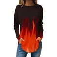 thumbnail image 3 of QATAINLAV Womens Tops Dressy Fall Round Neck Pullover Casual T Shirts Fashion Flame Printed Blouse Long Sleeve Loose Sweatshirt Red 3XL, 3 of 6