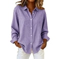 thumbnail image 2 of Bixock Summer Women's Tops,Long Sleeve Shirts for Women,Blouse for Women Striped Long Sleeve Turn Down Collar Button Front Casual Dressy Blouse Tops, 2 of 5