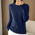 thumbnail image 2 of Ltctricy Women's Sweaters Trendy V Neck Long Sleeve Solid Color Pullover Knit Tops Loose Casual Tunic Sweaters(Navy,X-Large), 2 of 3