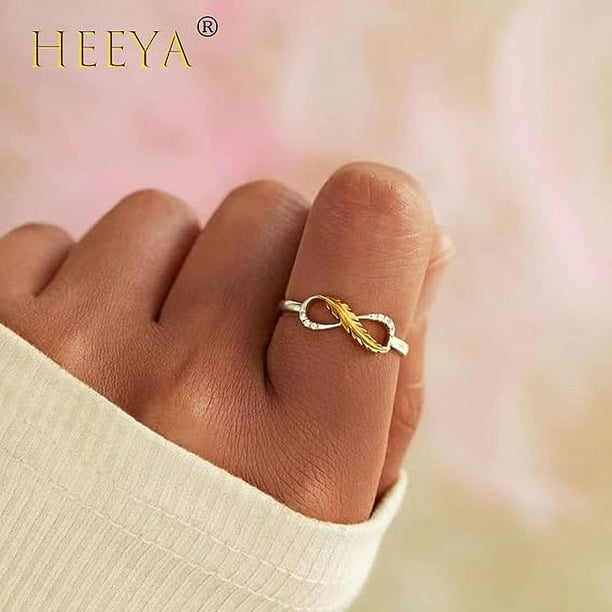 Anillos de oro plata anillos para pulgar para mujer anillo de plata de ley 925 con forma de corazon abrazo pluma anillos ajustables en oro para mujer joyas con circonitas cubicas Walmart en linea
