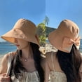thumbnail image 4 of fatyb Wide Brim Bucket Hat for Women Sun Protection Outdoor Travel Womens Summer Beach Sun Hats with Bow, 4 of 4