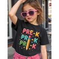 thumbnail image 1 of Boy's/Girls "Back To School Cotton Graphic Tees, Back To School Clothes Girls, Black Summer Tops With Colorful School Theme, Gift For First Day of School, Fun and Playful Fashion" Kids Clot, 1 of 6