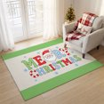 thumbnail image 4 of Merry Christmas Washable Area Rug 3 x 5 ft Boho Cute Santa Face Stars Beige Green Soft Non‑Slip Rugs Stain Repellent Indoor Mats for Entry Foyer, Apartment Living Corner Dining Nook, 4 of 9