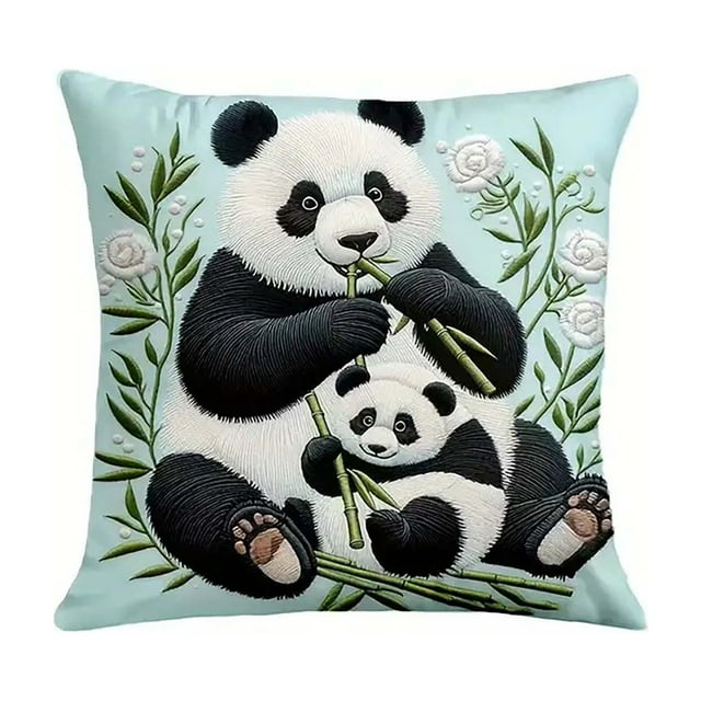 Sofa Cushion Covers Winter Pandas Theme Pillowcase Festive Cushion Cover