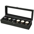 thumbnail image 5 of Uten 6-Slot Solid Wood Watch Box with Glass Top & Removable Pillows, Luxury Display Case and Storage Organizer, Black, 5 of 10