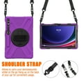 thumbnail image 2 of Shockproof Case for Samsung Galaxy Tab S10+/ S9+/ S9 FE+ Plus 12.4 Inch, 360 Rotating Stand Heavy Duty Protective Shoulder Strap with S Pen Holder Cover for Galaxy Tab S10+/S9+/S9 FE+, Purple, 2 of 20