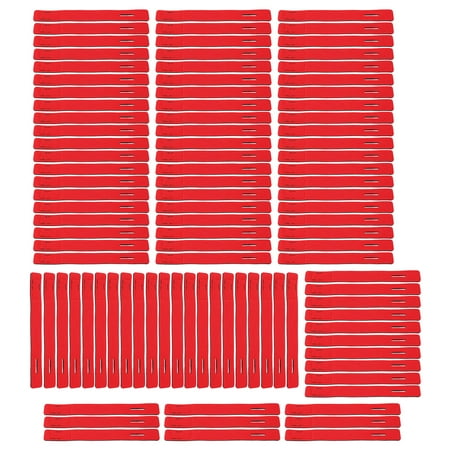 100-Pack Fishing Rod Straps with Hook and Loop Design Elastic Wrap for Rods and Poles Red