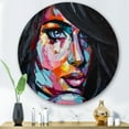 thumbnail image 2 of Designart 'Abstract Colorful Fantasy Portrait Of A Young Woman II' Modern Circle Metal Wall Art 29x29 - Disc of 29, 2 of 5