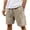 Khaki, variant on Vintage Washed Shorts for Men Summer Elastic Waist Wide Straight Leg Distressed Loose Knee Length Shorts with Pockets