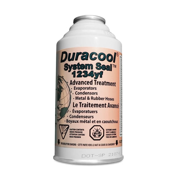 Duracool® SystemSeal™/4 oz. Bidon pour systèmes de climatisation R-1234yf. Réparation des fuites mineures dans les composants métalliques et synthétiques.