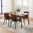 thumbnail image 3 of Yeshouse juego de 2 sillas de comedor modernas, estilo retro, asiento de cuero sintético, respaldo de madera curvada de nogal y patas metálicas ajustables, ideales para comedor o cocina, 3 of 9