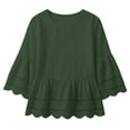 thumbnail image 4 of Warop Women's Spring Summer Solid Crew Neck Short Sleeve Cotton Linen Top Lightweight Blouse for Daily Vacation, 4 of 8