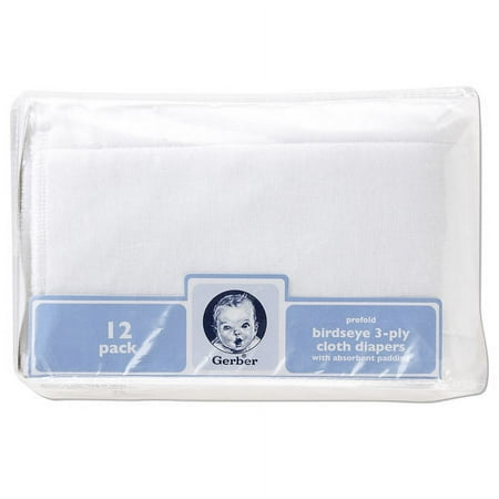 Gerber 12pk Prefold Diaper White
