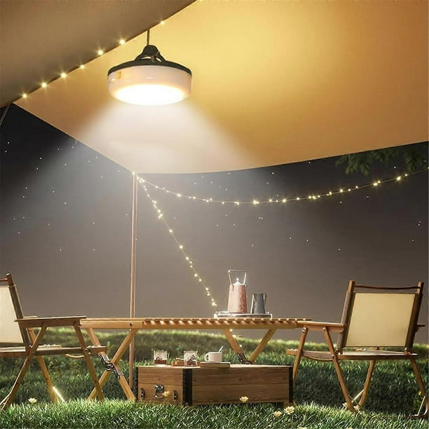 Camping String Lights, IP44 Waterproof 33Ft Outdoor String Lights with RGB Colorful & Warm White Light, Quick Storage