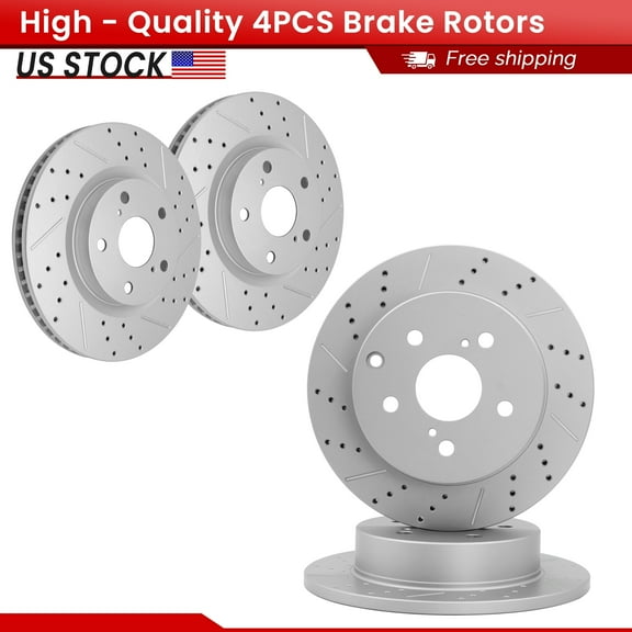 ACB ZONE 4PCS Front Rear Brake Rotors Set, Drilled & Slotted Disc Rotors Kit for Toyota RAV4 2006-2018