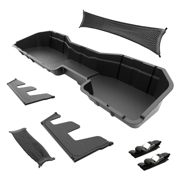 MaxMate Underseat Storage Box Compatible with 2014-2018 Chevy Silverado / GMC Sierra LD; 2015-2019 Silverado / Sierra HD Crew Cab | Black Rear Under Seat Extra Cargo Store Organizer | CB5C2238MX