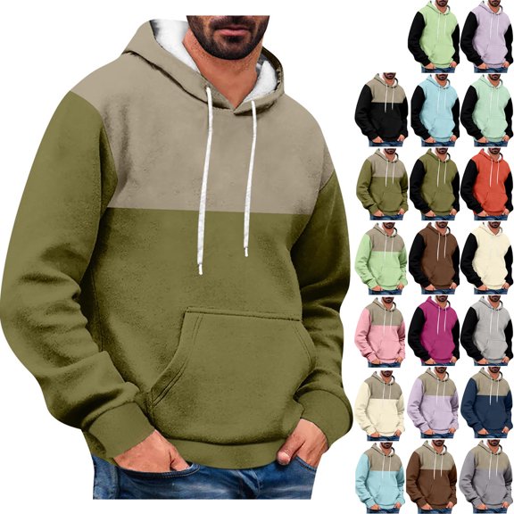 Chiccall Mens Hoodie with Pocket Drawstring Raglan Long Sleeve Loose Fit Hooded Sweatshirts Fashion Casual Athletic Colorblock Pullover for Men