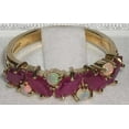 thumbnail image 4 of LBG British Made 14k Yellow Gold Natural Ruby & Opal Womens Eternity Ring - 33 size options, 4 of 5