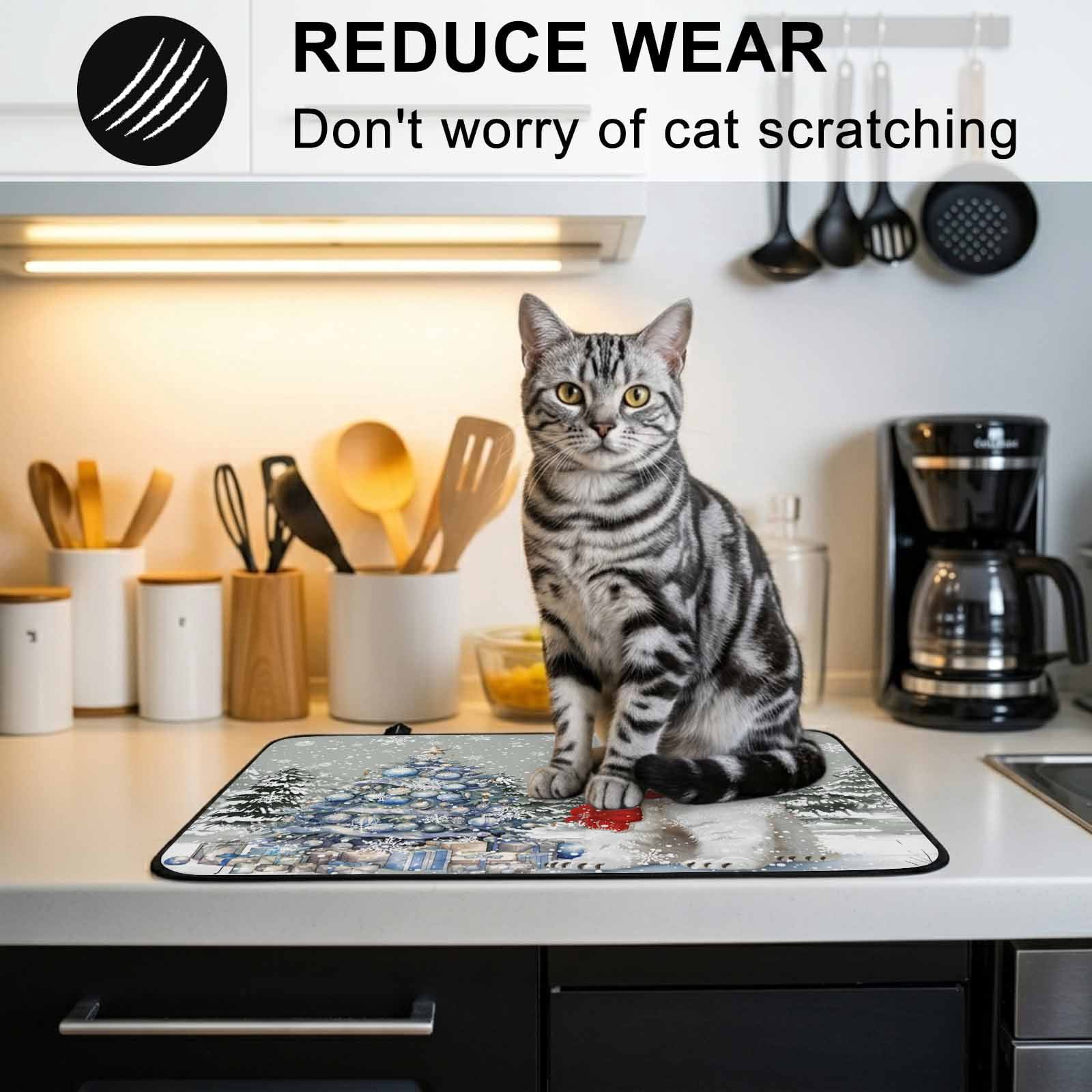 Gray Bear Christmas Stove Top Cover for Electric Stove, Heat-proof & Non Slip Glass Top Stove Cover Protector, Xmas Tree Snowflake Kitchen Flat Cooktop Rubber Mat 24x21 Inches