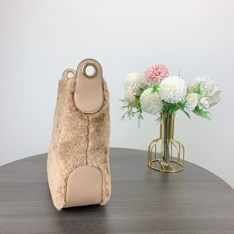 kate spade KI894 Rosie Faux Fur Medium Crossbody IN Light Fawn