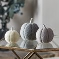 thumbnail image 1 of Set of 3 Gray White Felt Pumpkins Fall Thanksgiving Decorations - -, 1 of 4