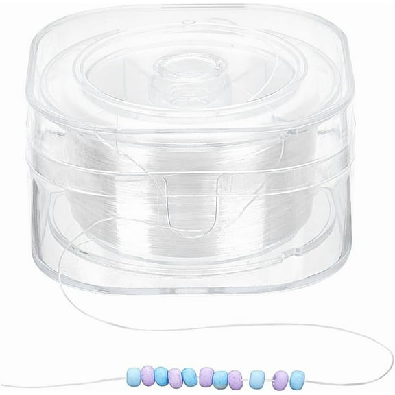 1 Box 0.2mm Elastic String for Bracelets 218 Yards Flat Beading Thread Stretchy Jewelry String Seed Bead Thread Thin Elastic Cord for DIY Friendship Bracelets Jewelry Making White