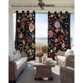 thumbnail image 4 of Watercolor Flowers Blackout Curtains 45 Inches Long for Bedroom, Farmhouse Floral Vintage Black Thermal Insulated Room Darkening Black Out Window Curtain Panels Grommet Drapes for Living Room, 4 of 8