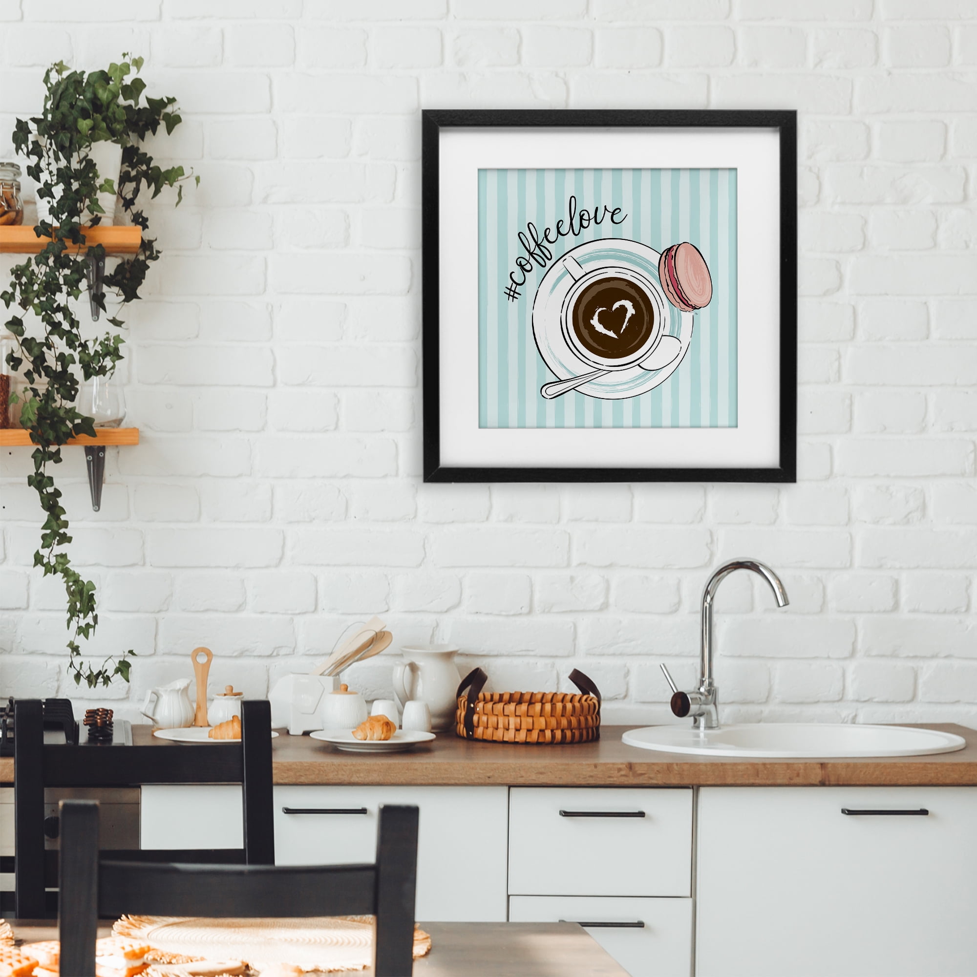 Stupell Industries Coffee Love Hashtag Black Framed Print Under Glass, design by Martina Pavlova