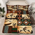 thumbnail image 3 of jejeloiu Bass Big Fish Twin Sheet Sets,Ocean Sea Animal Twin Fitted Sheet,Retro Aztec Geometric Flat Sheet For Boys,Microfiber Bedroom Decor,3 Pieces, 3 of 7