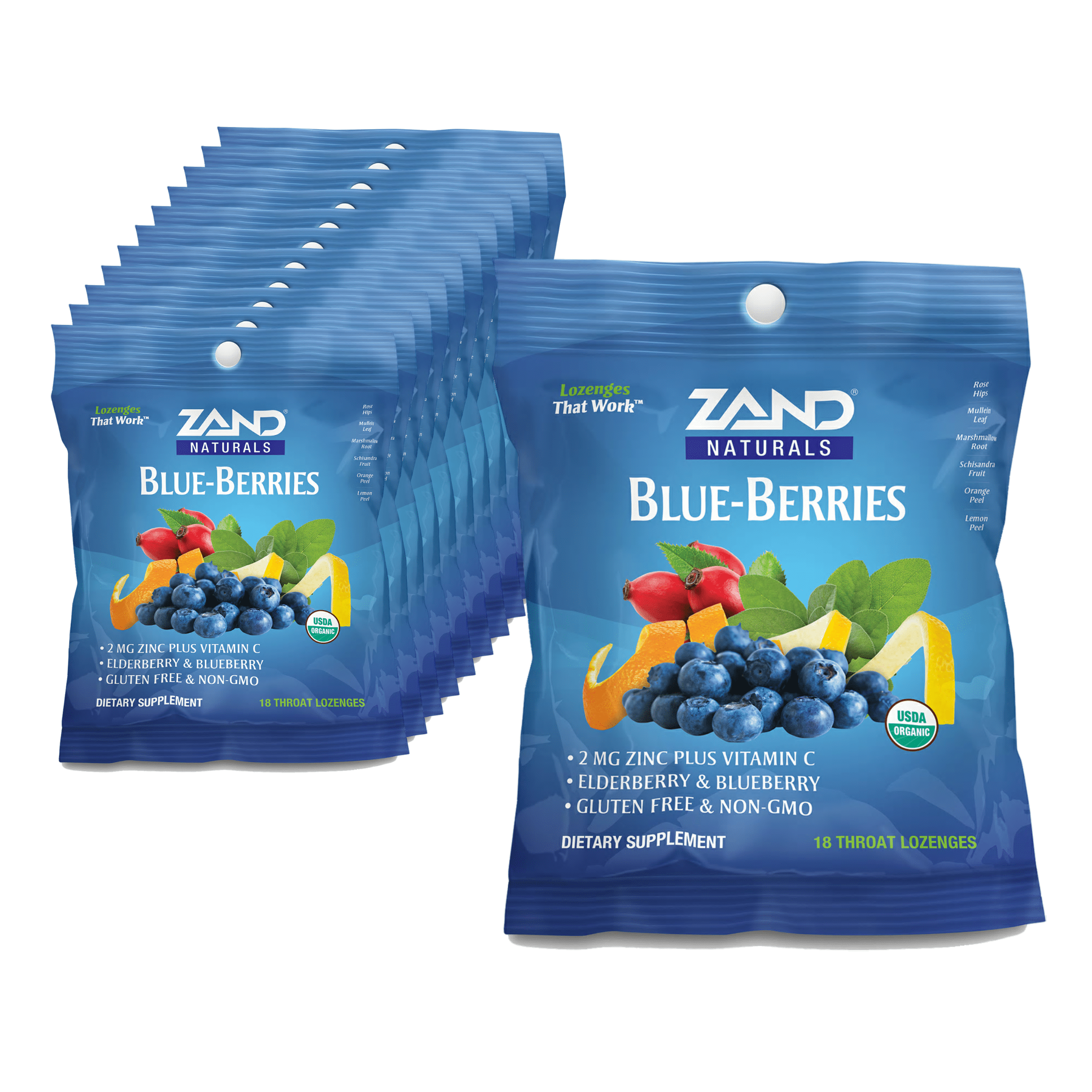 Zand Organic BlueBerries HerbaLozenge Cough Drops Zinc, Elderberry