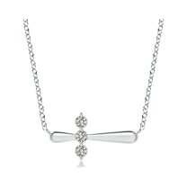 ANGARA Natural Diamond Sideways Cross Necklace in 925 Sterling Silver for Women (Size-2mm| Color-K| Clarity-I3) | April Birthstone, Anniversary, Jewelry Gift for Women | Natural Diamond Necklace