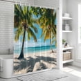 thumbnail image 6 of Ocean Bathroom Shower Curtains with 12 Hooks Polyester Waterproof Shower Curtain for Stalls and Bathtubs Palms Tropical Island Summer Beach Sea Water Decorative Bathroom Privacy Curtain 36x78 Inches, 6 of 9