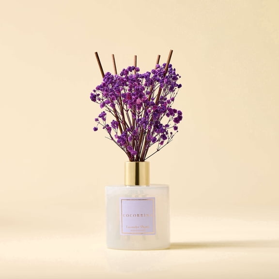 COCORRÍNA Lavender Thyme Reed Diffuser Set, 6.7 fl oz with Dried Flowers, Long Lasting Home Fragrance Air Freshener for Bedroom, Bathroom, Office