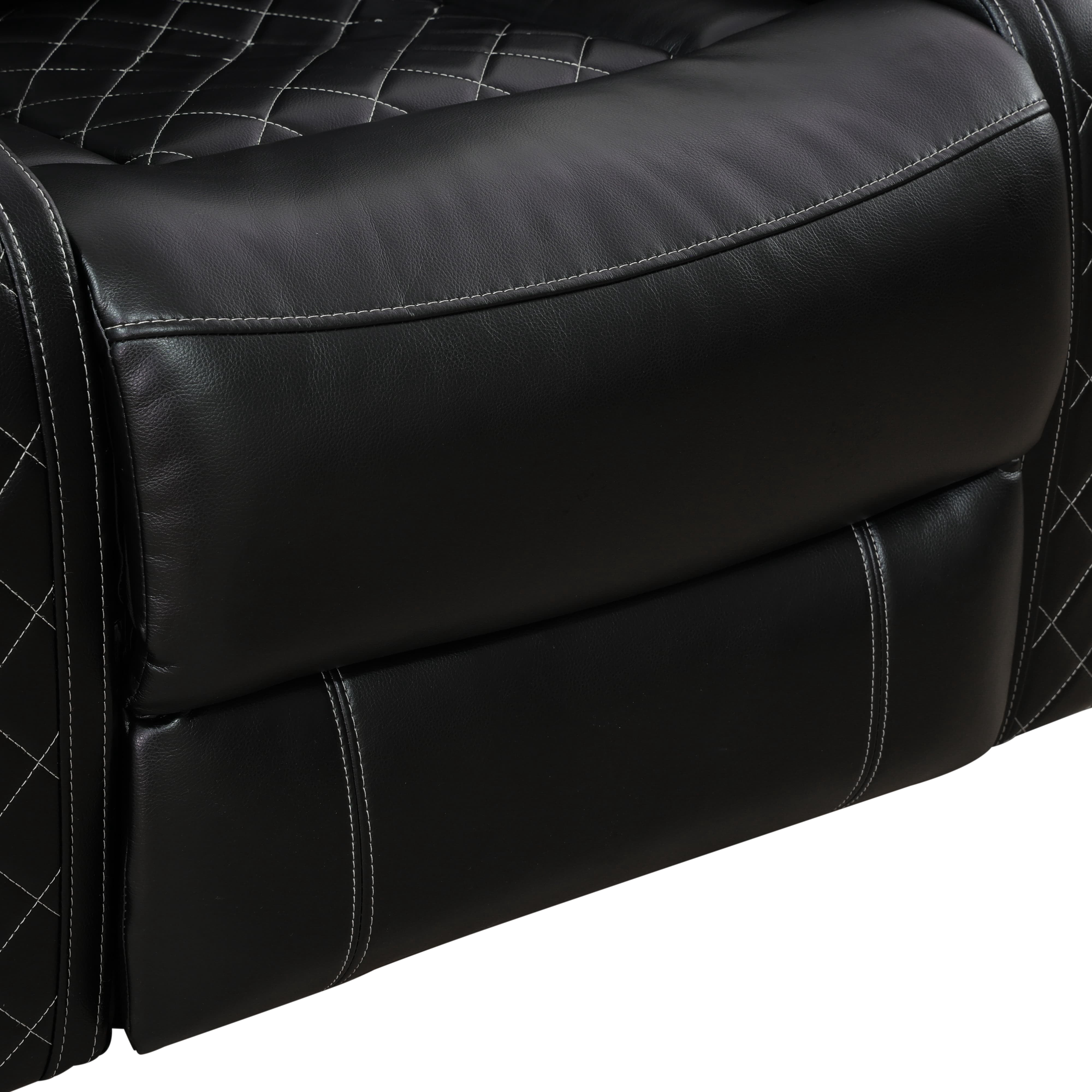 MAYEERTY Power Recliner Chair, Electric Leather Reclining Chair with USB Charging, LED Lighting & Adjustable Backrest for Living Room, Black