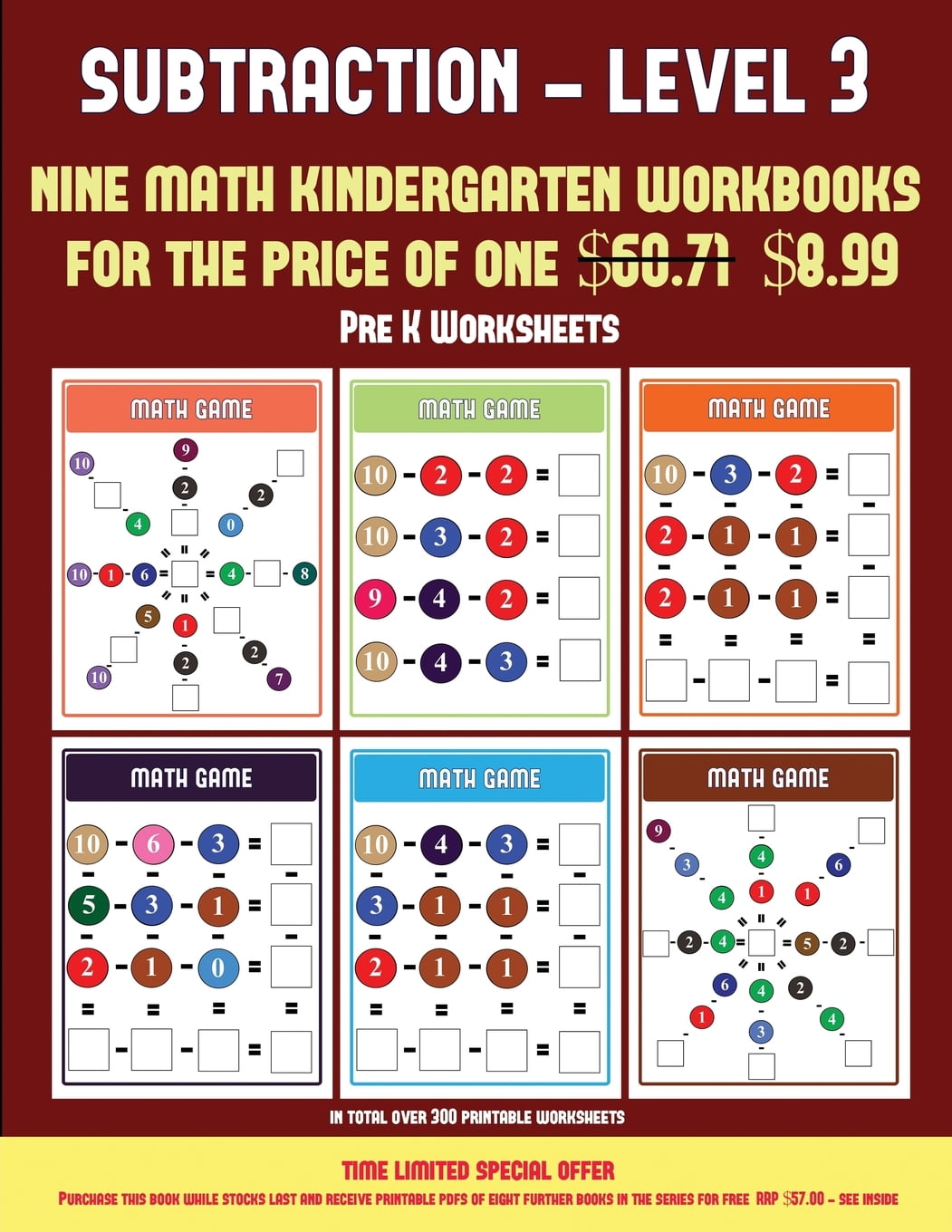 pre k worksheets kindergarten subtractiontaking away level 3 30