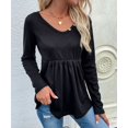 thumbnail image 2 of Button Neck Peplum Hem Sweater Black Medium, 2 of 4