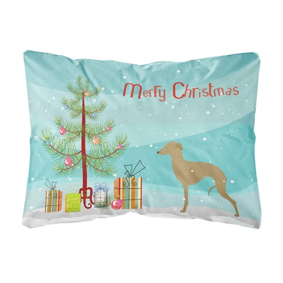 Carolines Treasures BB2932PW1216 Italian Greyhound Merry Christmas Tree Canvas Fabric Decorative Pillow, 12H x16W,