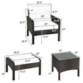 thumbnail image 4 of Costway 5PCS Rattan Wicker Furniture Set Sofa Ottoman W/ Brown Cushion, 4 of 10