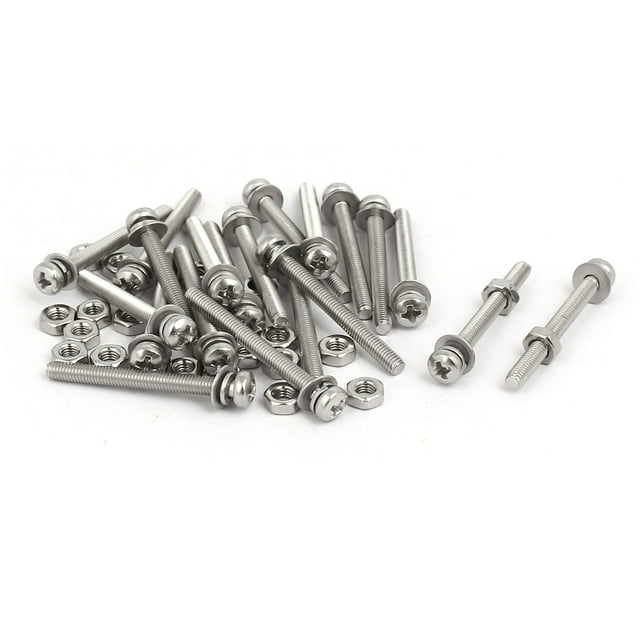 M3x30mm Tornillo de cabeza plana Phillips de acero inoxidable 304 con tuerca y arandela 20 juegos